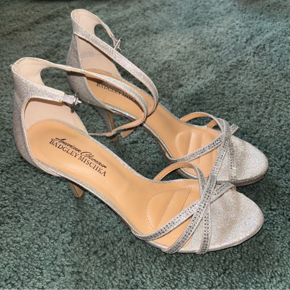 Badgley Mischka Glittering Silver Heels